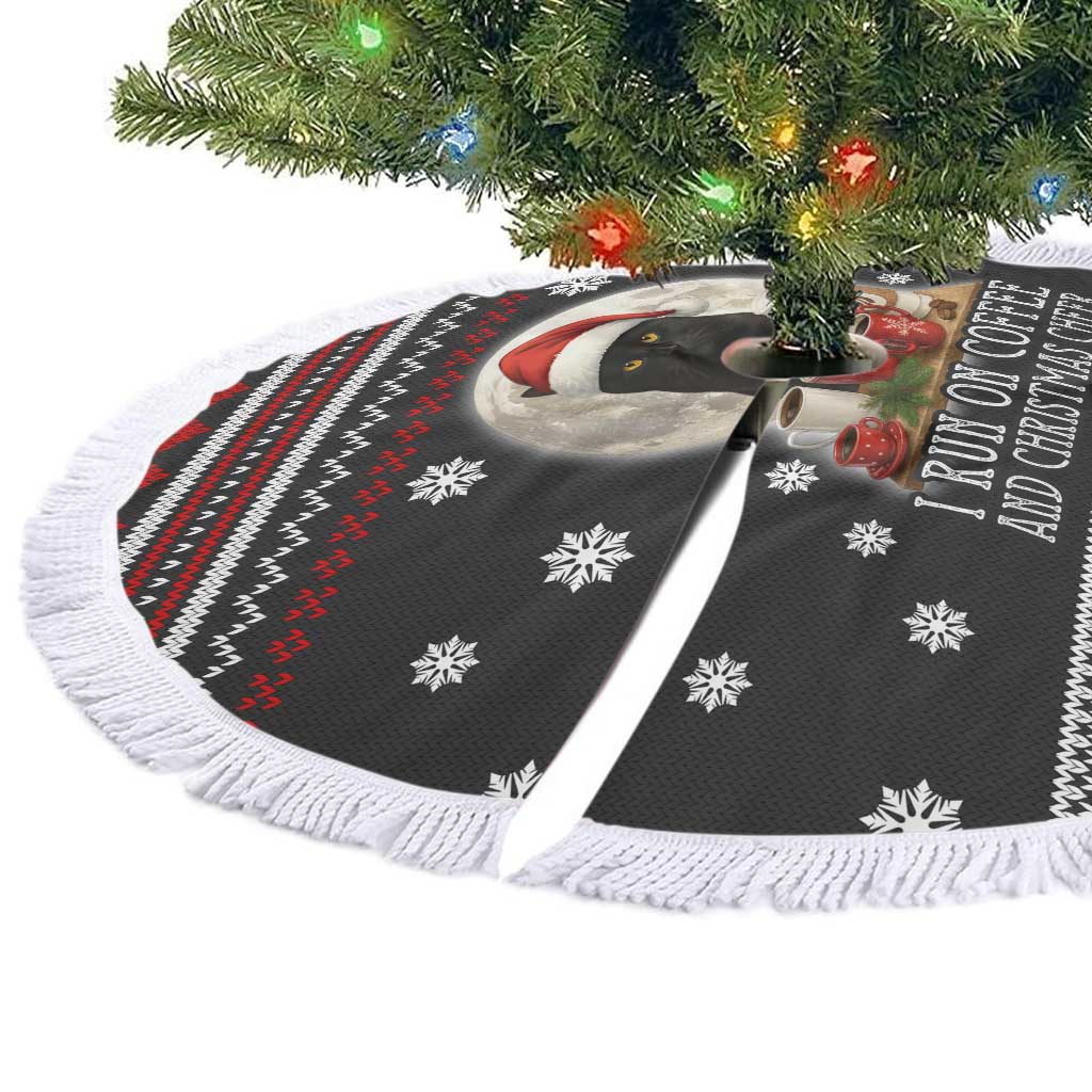 Black Cat Run On Coffee Tree Skirt Xmas Holiday Patterns - Wonder Print Shop