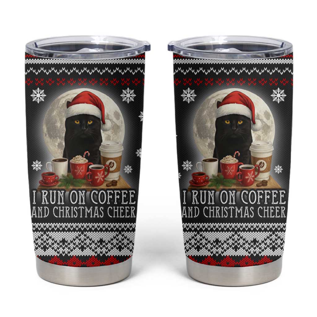 Black Cat Run On Coffee Tumbler Cup Xmas Holiday Patterns - Wonder Print Shop