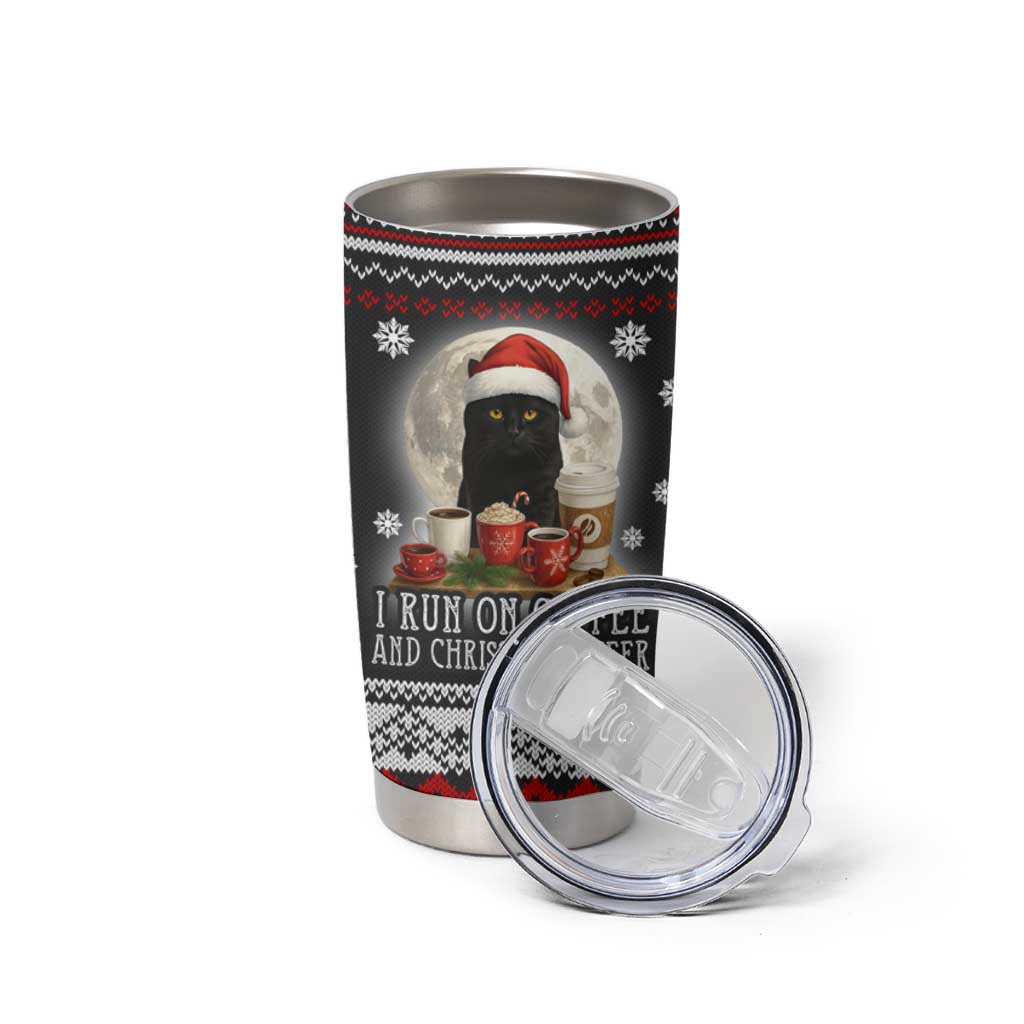 Black Cat Run On Coffee Tumbler Cup Xmas Holiday Patterns - Wonder Print Shop