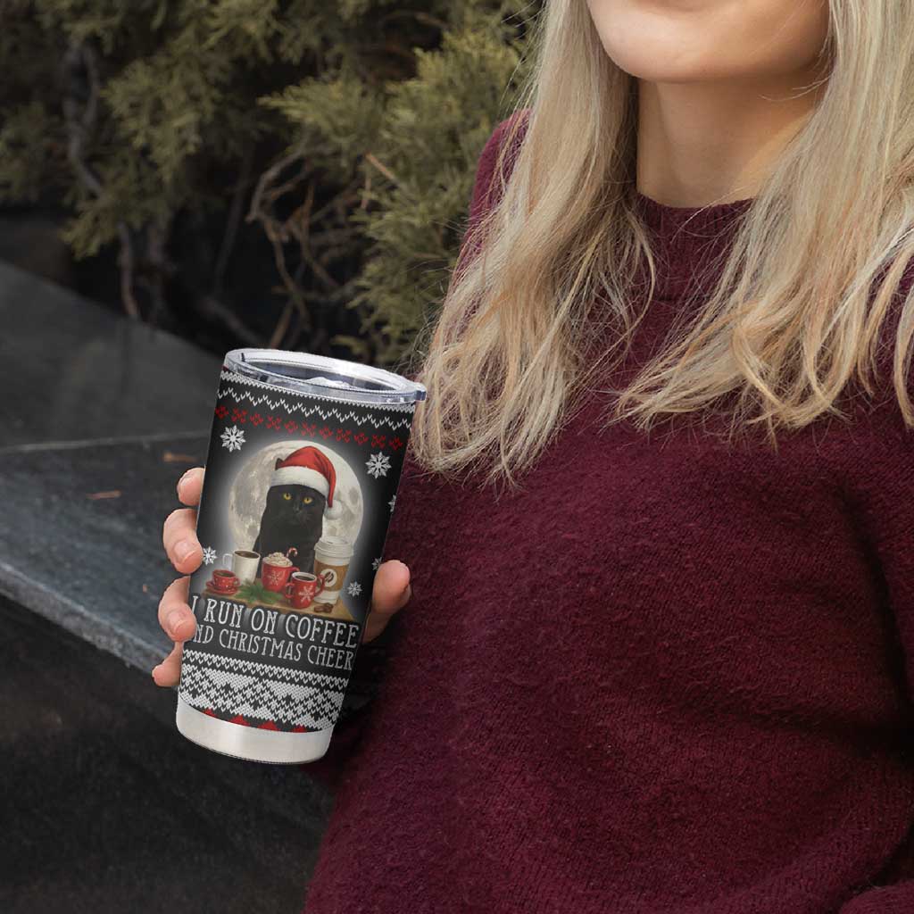 Black Cat Run On Coffee Tumbler Cup Xmas Holiday Patterns - Wonder Print Shop