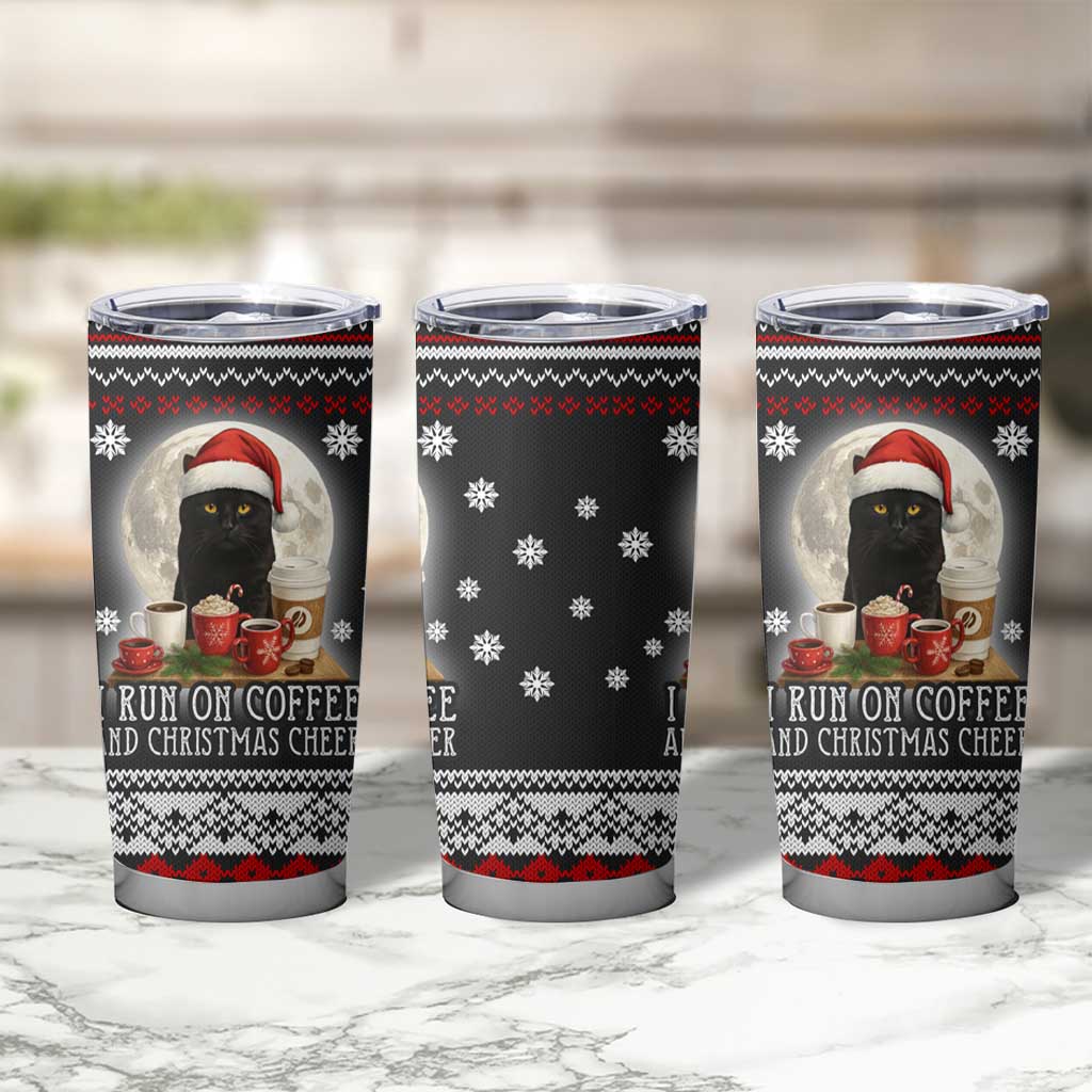 Black Cat Run On Coffee Tumbler Cup Xmas Holiday Patterns - Wonder Print Shop