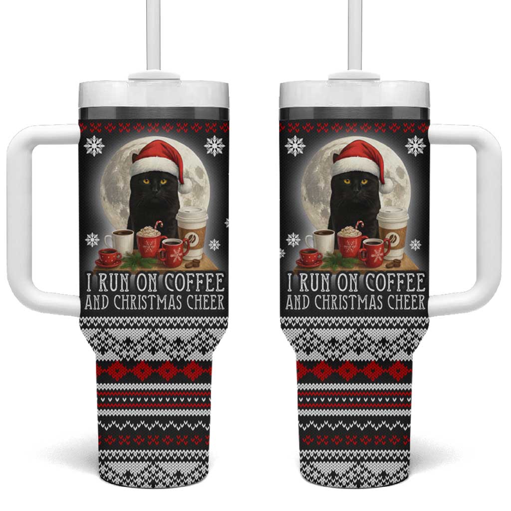 Black Cat Run On Coffee Tumbler With Handle Xmas Holiday Patterns - Wonder Print Shop