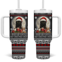 Black Cat Run On Coffee Tumbler With Handle Xmas Holiday Patterns - Wonder Print Shop