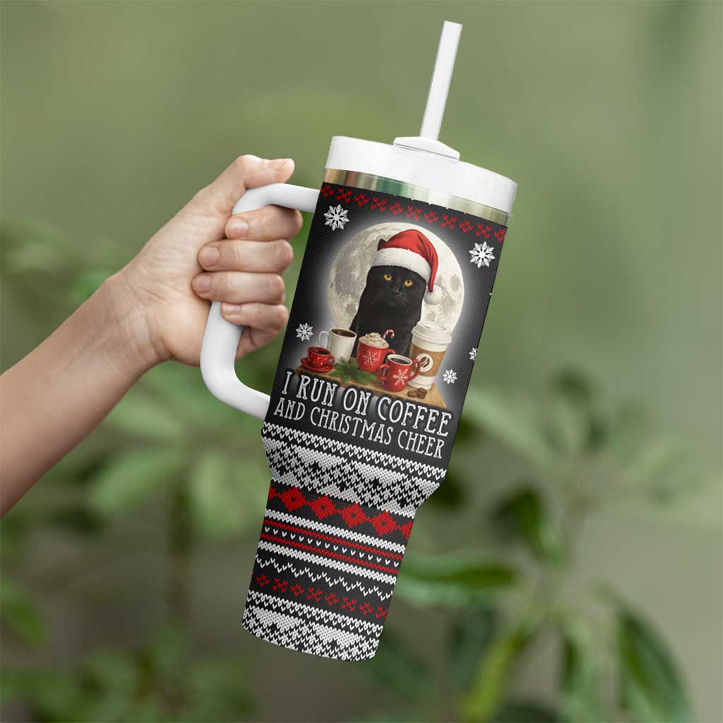 Black Cat Run On Coffee Tumbler With Handle Xmas Holiday Patterns - Wonder Print Shop