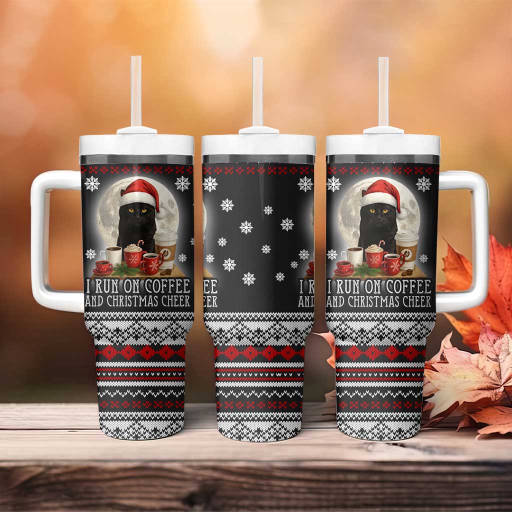 Black Cat Run On Coffee Tumbler With Handle Xmas Holiday Patterns - Wonder Print Shop