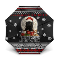 Black Cat Run On Coffee Umbrella Xmas Holiday Patterns - Wonder Print Shop