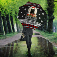 Black Cat Run On Coffee Umbrella Xmas Holiday Patterns - Wonder Print Shop