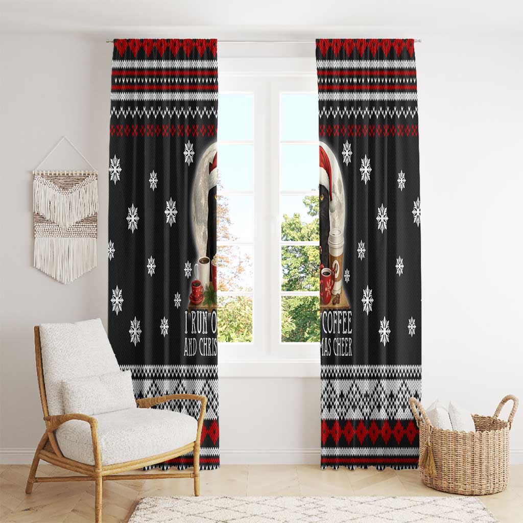 Black Cat Run On Coffee Window Curtain Xmas Holiday Patterns - Wonder Print Shop
