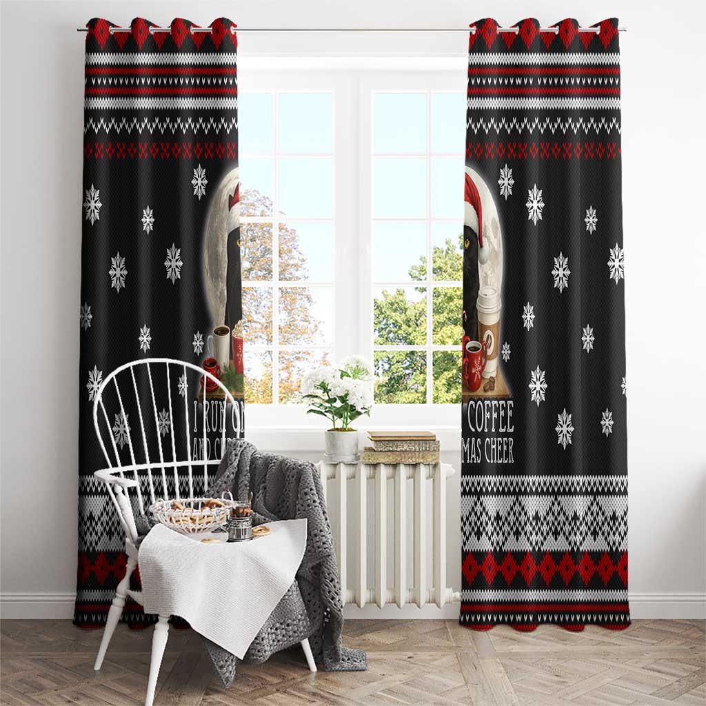 Black Cat Run On Coffee Window Curtain Xmas Holiday Patterns - Wonder Print Shop