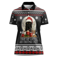 Black Cat Run On Coffee Women Polo Shirt Xmas Holiday Patterns - Wonder Print Shop