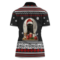 Black Cat Run On Coffee Women Polo Shirt Xmas Holiday Patterns - Wonder Print Shop