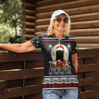 Black Cat Run On Coffee Women Polo Shirt Xmas Holiday Patterns - Wonder Print Shop