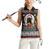 Black Cat Run On Coffee Women Sleeveless Polo Shirt Xmas Holiday Patterns - Wonder Print Shop