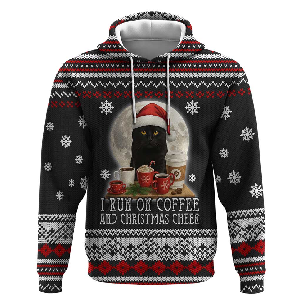 Black Cat Run On Coffee Zip Hoodie Xmas Holiday Patterns - Wonder Print Shop