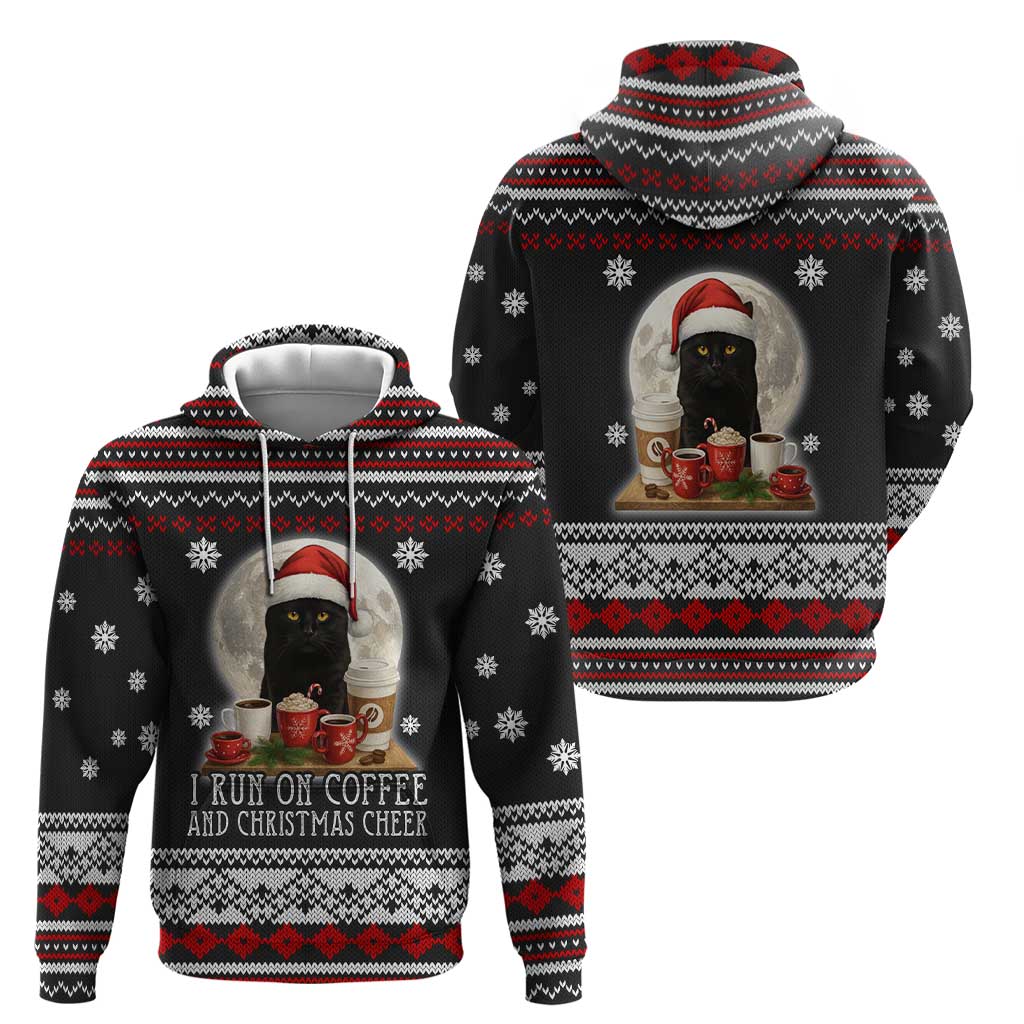 Black Cat Run On Coffee Zip Hoodie Xmas Holiday Patterns - Wonder Print Shop
