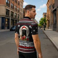Black Cat Run On Coffee Zipper Polo Shirt Xmas Holiday Patterns - Wonder Print Shop