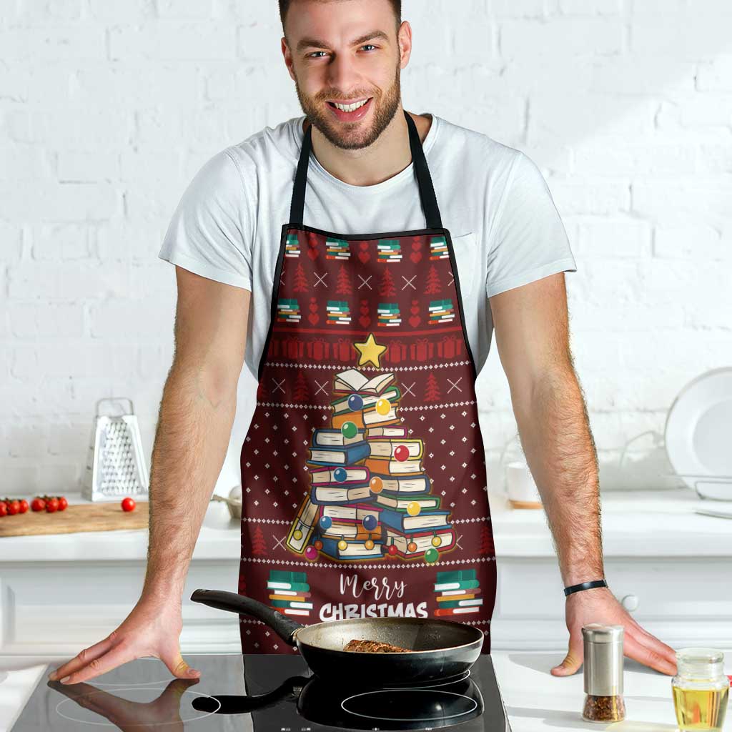 Book Pine Merry Christmas Apron Xmas Holiday Patterns - Wonder Print Shop