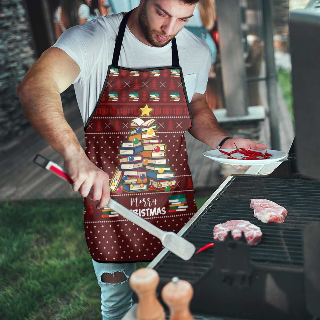 Book Pine Merry Christmas Apron Xmas Holiday Patterns - Wonder Print Shop
