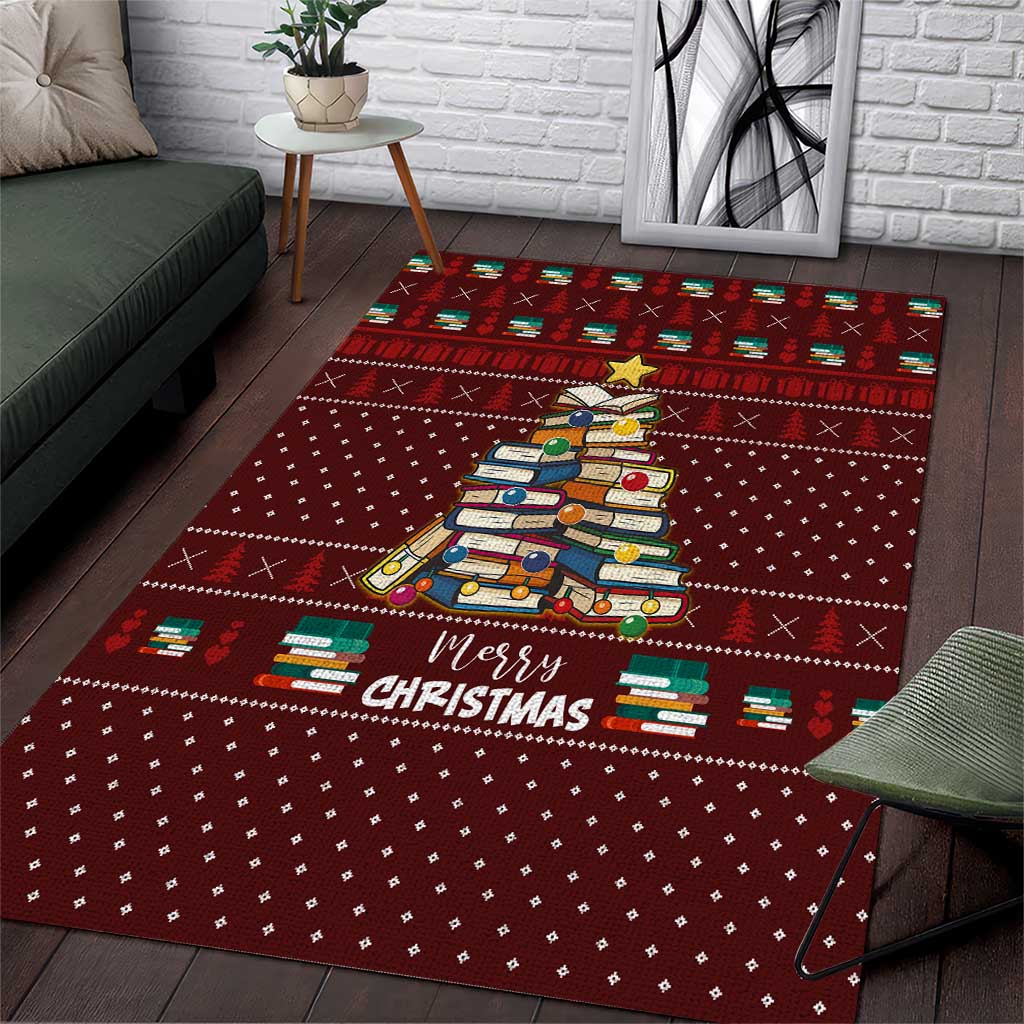 Book Pine Merry Christmas Area Rug Xmas Holiday Patterns - Wonder Print Shop
