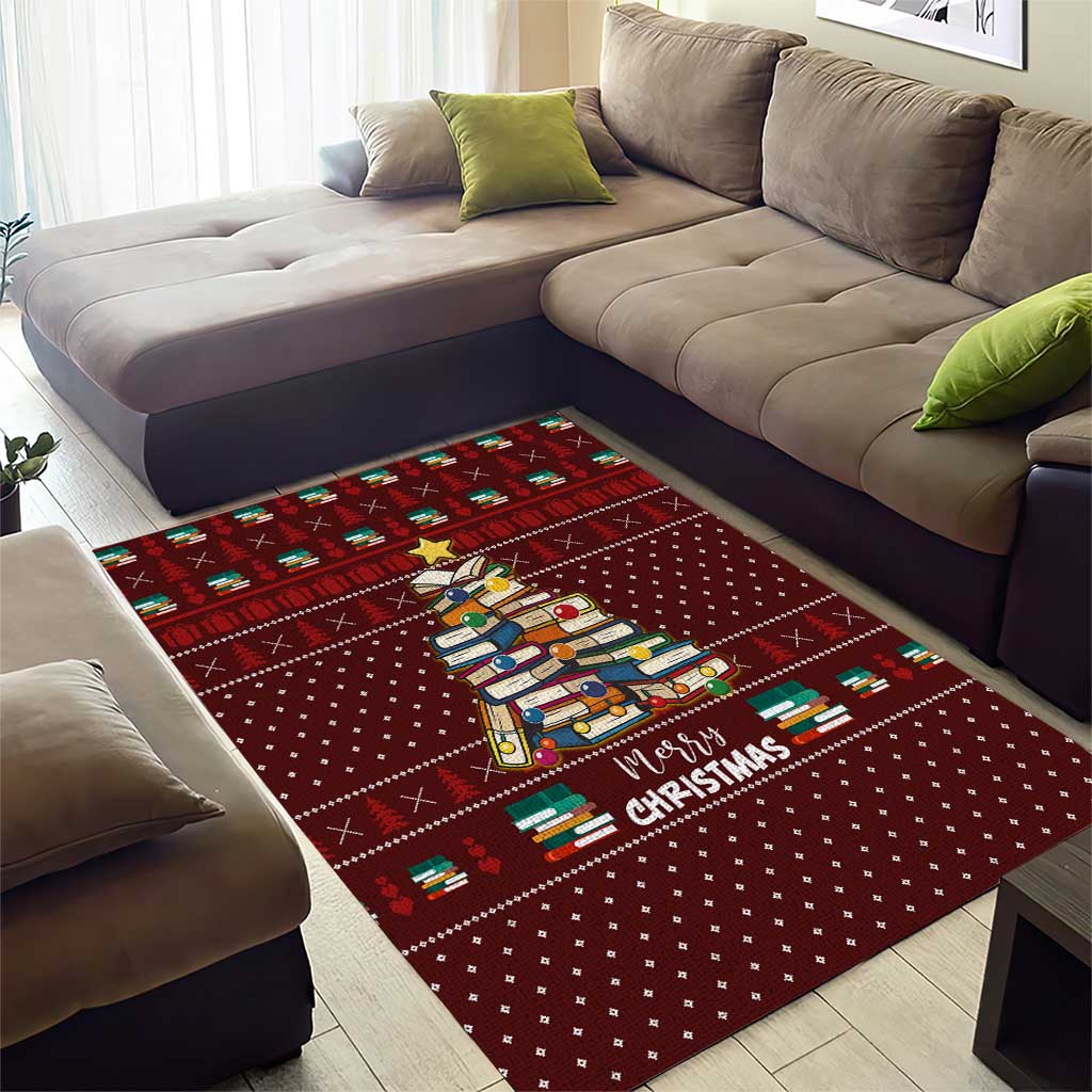 Book Pine Merry Christmas Area Rug Xmas Holiday Patterns - Wonder Print Shop