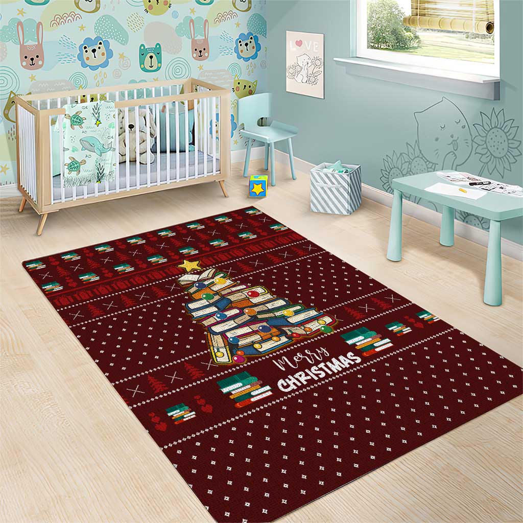 Book Pine Merry Christmas Area Rug Xmas Holiday Patterns - Wonder Print Shop