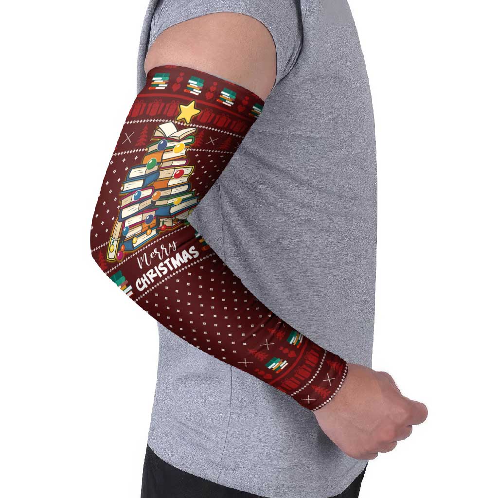 Book Pine Merry Christmas Arm Sleeves Xmas Holiday Patterns - Wonder Print Shop