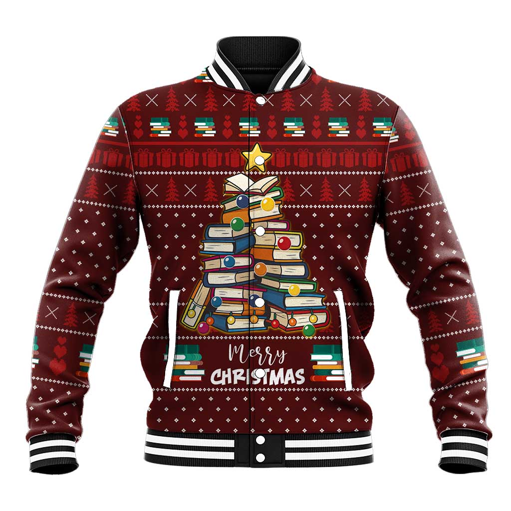 Book Pine Merry Christmas Baseball Jacket Xmas Holiday Patterns - Wonder Print Shop