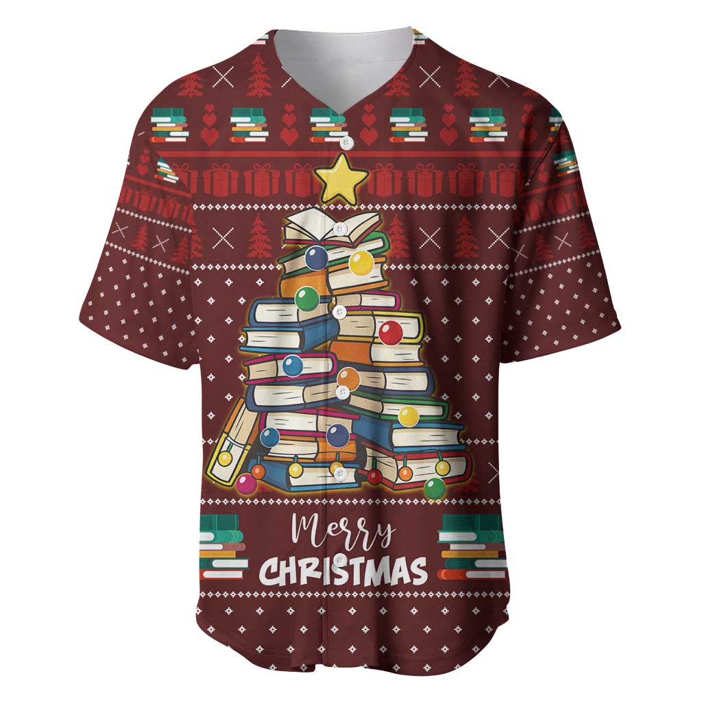 Book Pine Merry Christmas Baseball Jersey Xmas Holiday Patterns - Wonder Print Shop