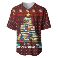 Book Pine Merry Christmas Baseball Jersey Xmas Holiday Patterns - Wonder Print Shop