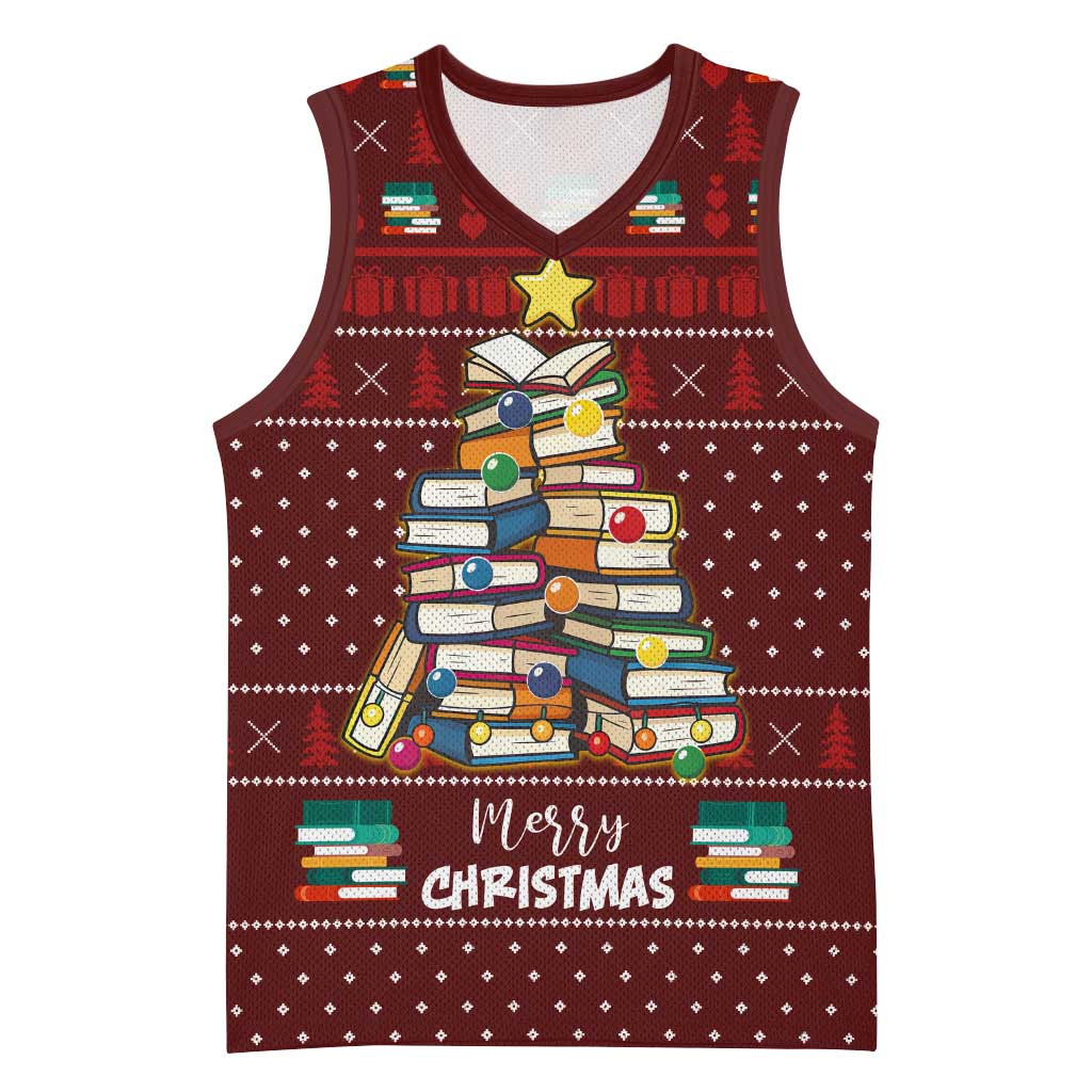 Book Pine Merry Christmas Basketball Jersey Xmas Holiday Patterns - Wonder Print Shop