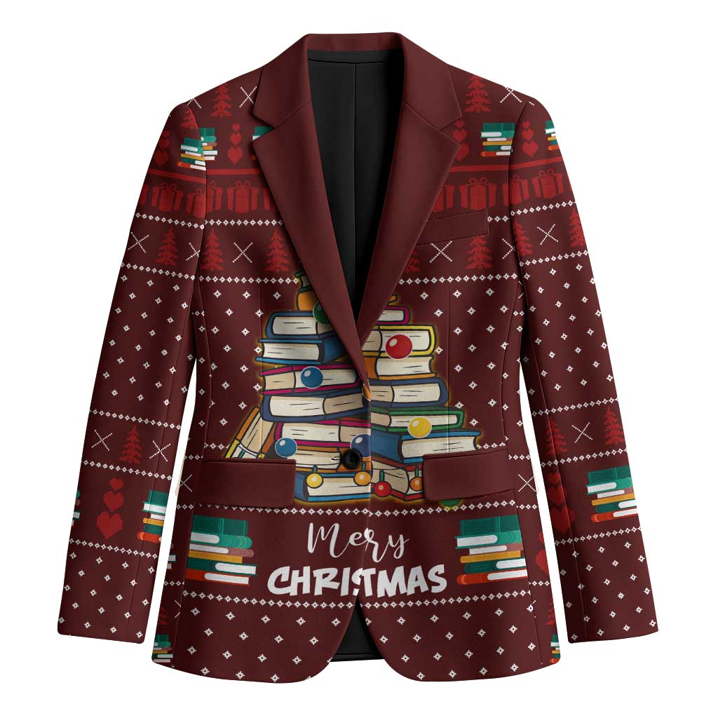 Book Pine Merry Christmas Blazer Xmas Holiday Patterns - Wonder Print Shop