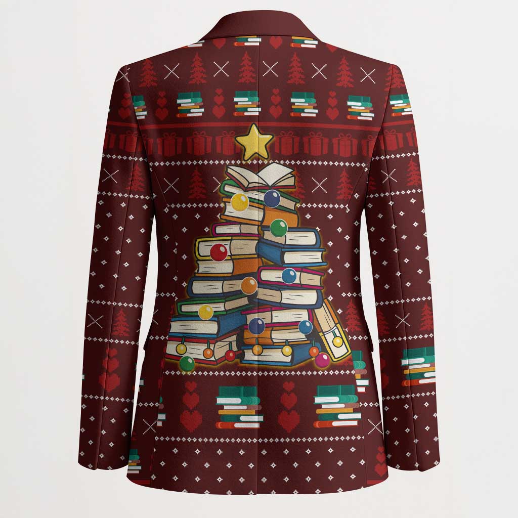 Book Pine Merry Christmas Blazer Xmas Holiday Patterns - Wonder Print Shop