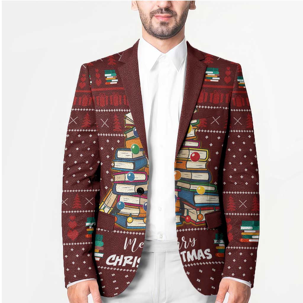 Book Pine Merry Christmas Blazer Xmas Holiday Patterns - Wonder Print Shop