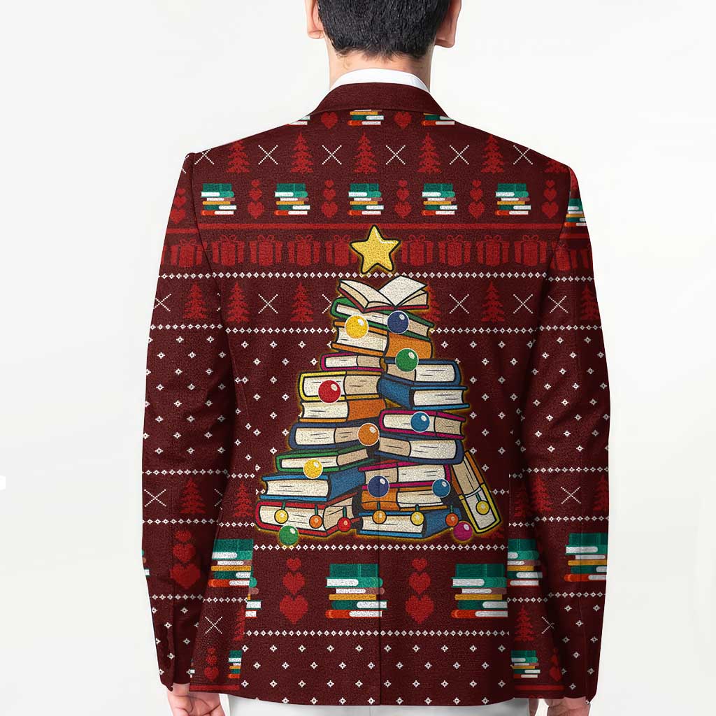 Book Pine Merry Christmas Blazer Xmas Holiday Patterns - Wonder Print Shop
