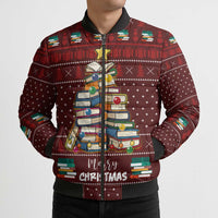 Book Pine Merry Christmas Bomber Puffer Jacket Xmas Holiday Patterns - Wonder Print Shop