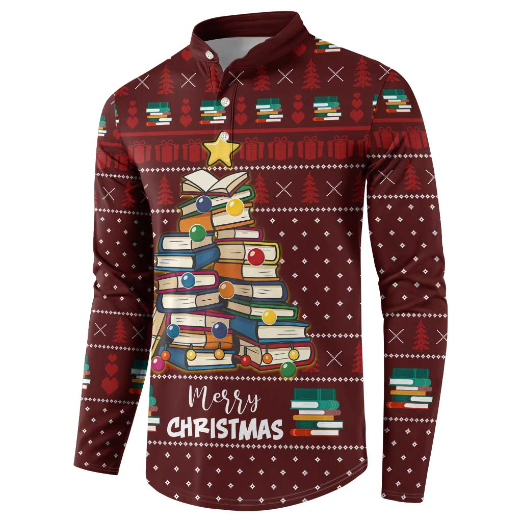 Book Pine Merry Christmas Button Sweatshirt Xmas Holiday Patterns - Wonder Print Shop