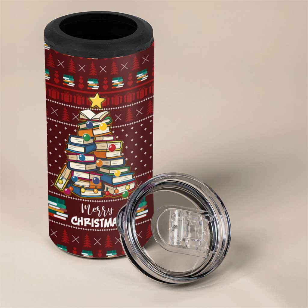 Book Pine Merry Christmas 4 in 1 Can Cooler Tumbler Xmas Holiday Patterns - Wonder Print Shop