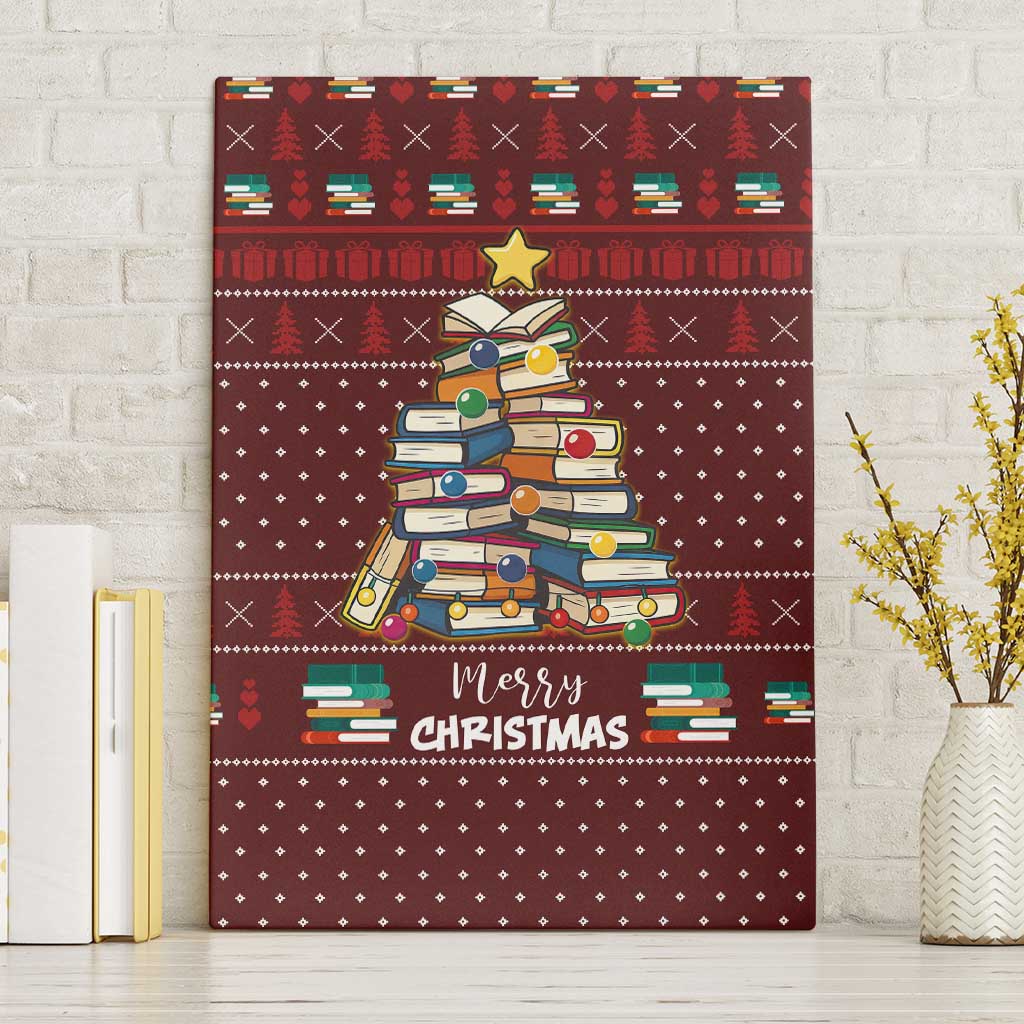 Book Pine Merry Christmas Canvas Wall Art Xmas Holiday Patterns - Wonder Print Shop