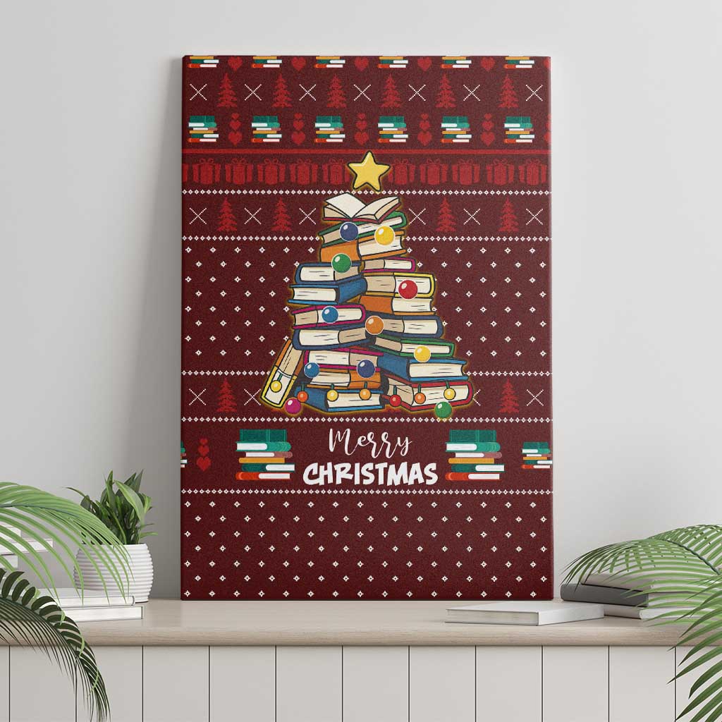Book Pine Merry Christmas Canvas Wall Art Xmas Holiday Patterns - Wonder Print Shop