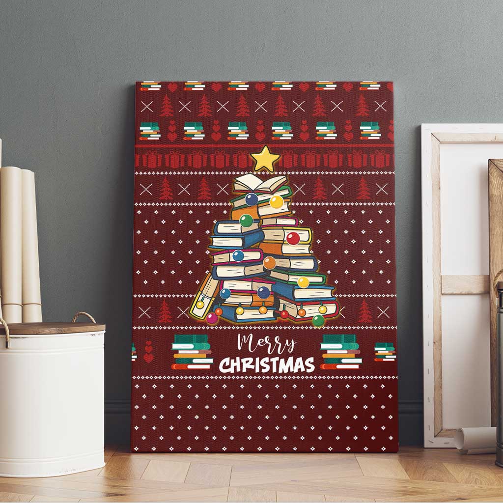 Book Pine Merry Christmas Canvas Wall Art Xmas Holiday Patterns - Wonder Print Shop
