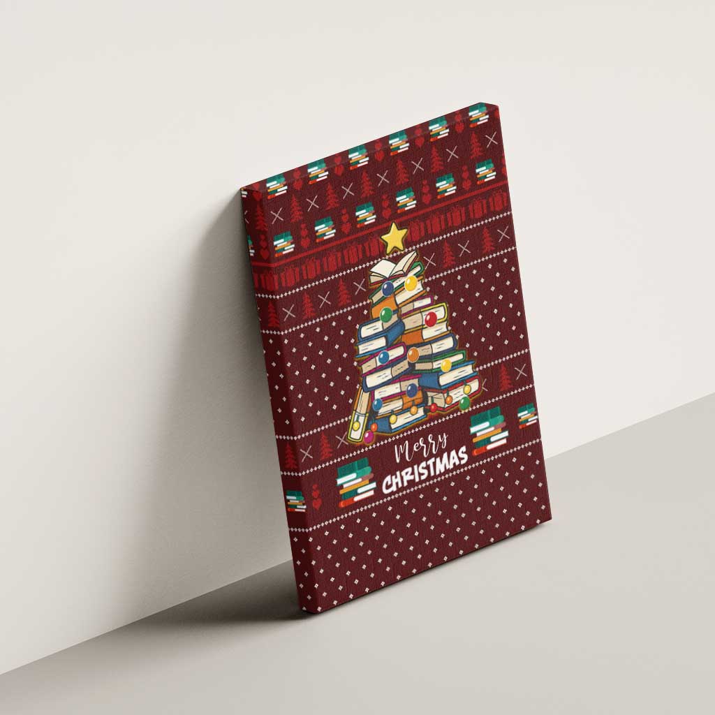 Book Pine Merry Christmas Canvas Wall Art Xmas Holiday Patterns - Wonder Print Shop