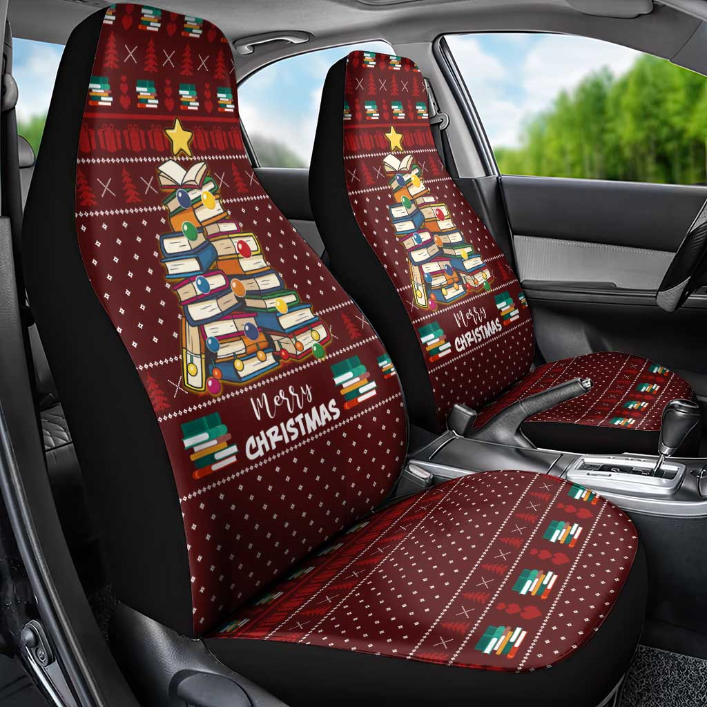 Book Pine Merry Christmas Car Seat Cover Xmas Holiday Patterns - Wonder Print Shop