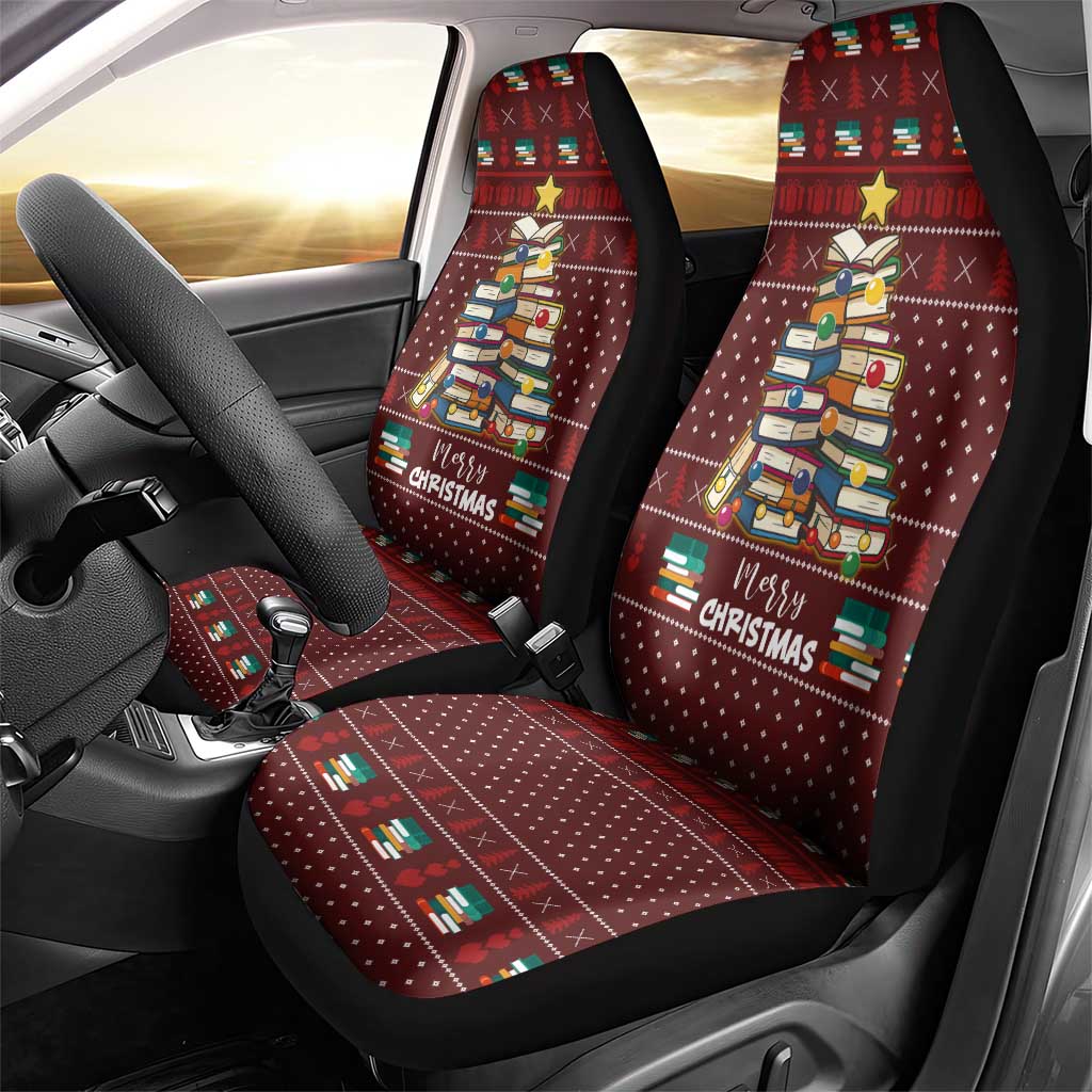 Book Pine Merry Christmas Car Seat Cover Xmas Holiday Patterns - Wonder Print Shop