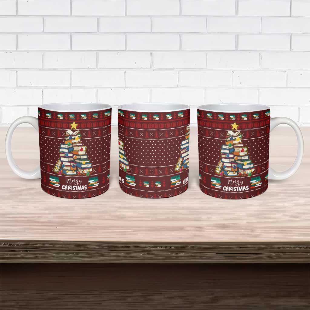 Book Pine Merry Christmas Ceramic Mug Xmas Holiday Patterns - Wonder Print Shop