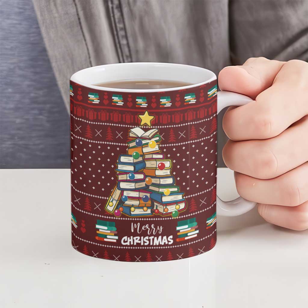 Book Pine Merry Christmas Ceramic Mug Xmas Holiday Patterns - Wonder Print Shop