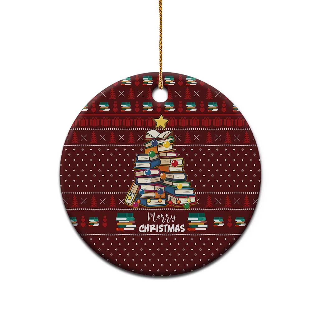 Book Pine Merry Christmas Ceramic Ornament Xmas Holiday Patterns - Wonder Print Shop