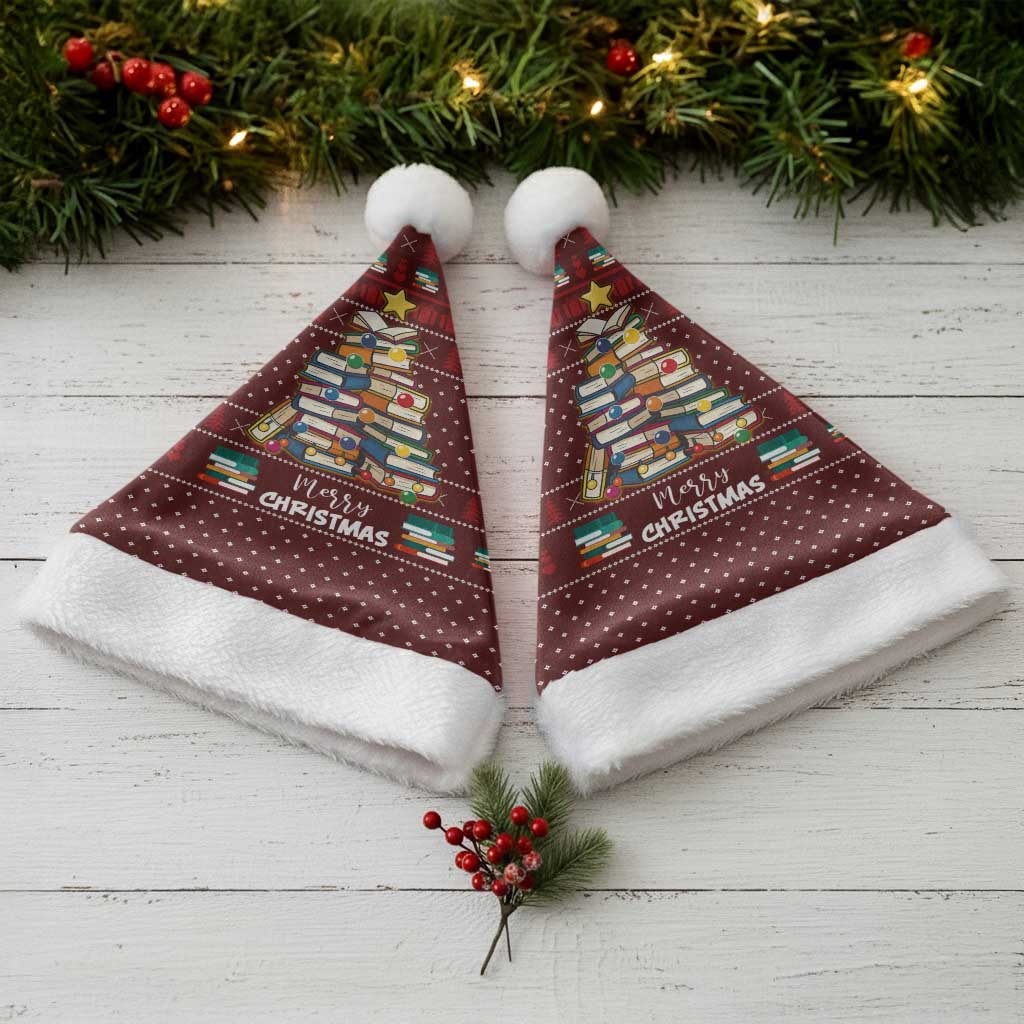 Book Pine Merry Christmas Santa Hat Xmas Holiday Patterns - Wonder Print Shop