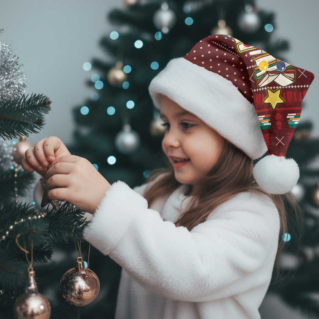 Book Pine Merry Christmas Santa Hat Xmas Holiday Patterns - Wonder Print Shop