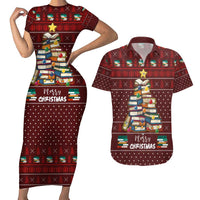 Book Pine Merry Christmas Couples Matching Short Sleeve Bodycon Dress and Hawaiian Shirt Xmas Holiday Patterns - Wonder Print Shop