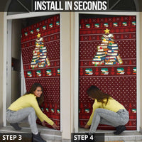 Book Pine Merry Christmas Door Cover Xmas Holiday Patterns - Wonder Print Shop